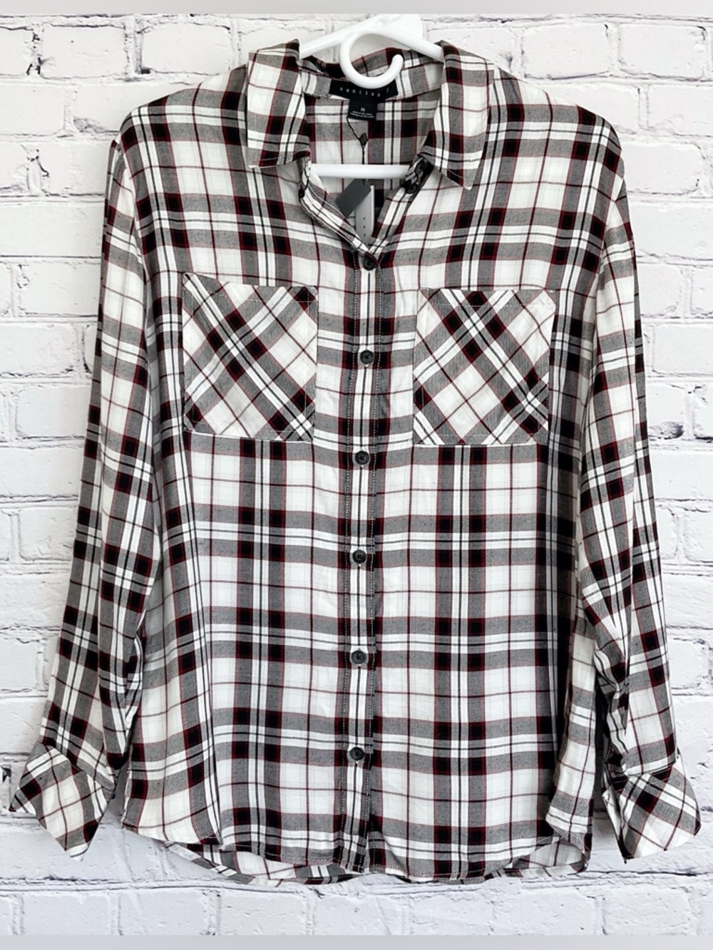 New Sanctuary Plaid Button Down Shirt Size XS